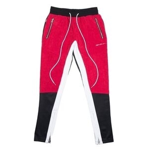 LIFTED ANCHORS Men's Corduroy Track Drawstring Waist Track Pants Red